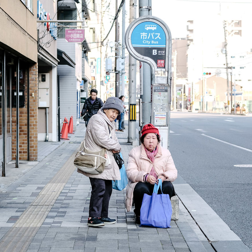 Waiting For The Bus In Kyoto