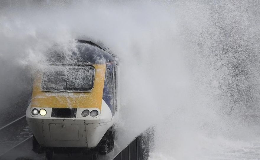 Extreme Water Train In Dawlish, England