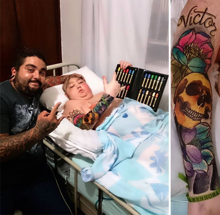 Este tatuador cumplió el último deseo de este chico de 12 años haciéndole un colorido tatuaje
