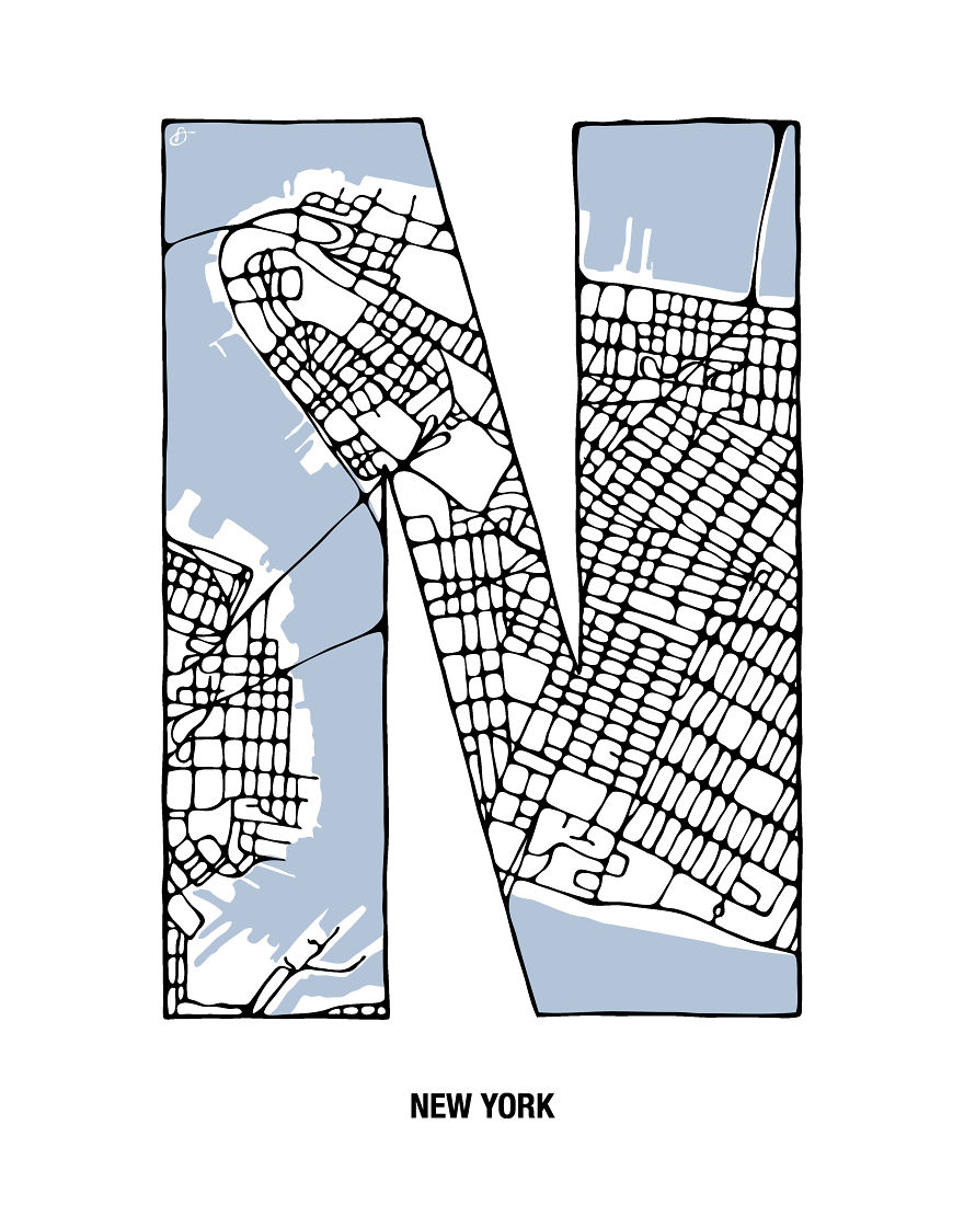 I Created A Typeface From Maps I Hand Drew Of 26 Cities Of The World