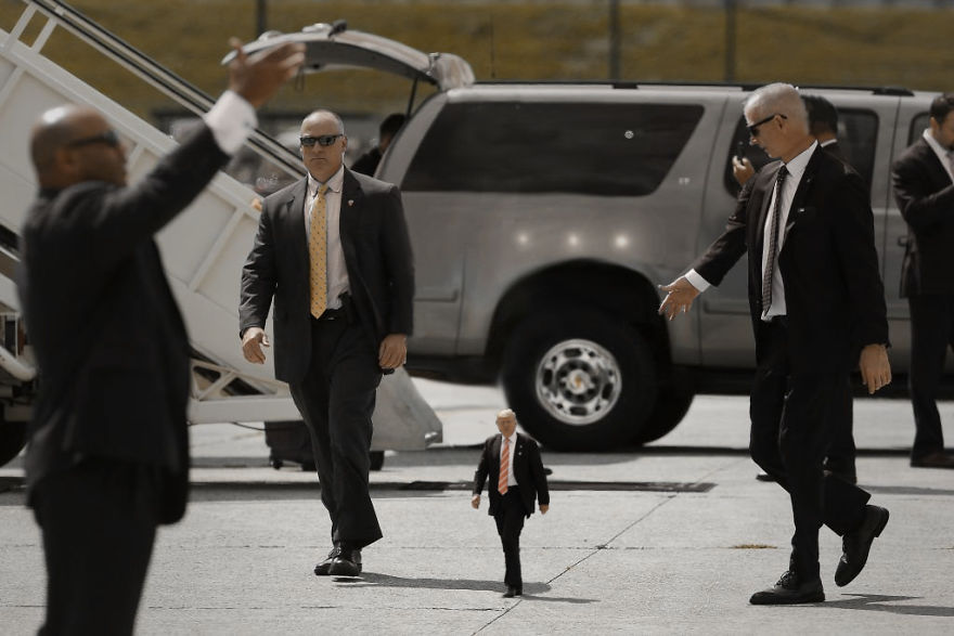 Tiny Trump Next To The Secret Service