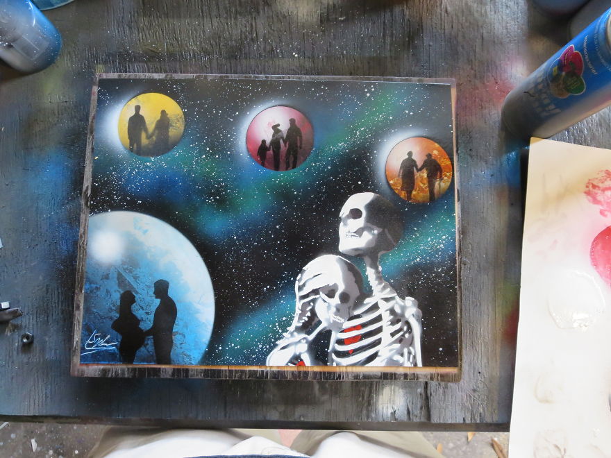 I Paint With Spray Paint This One Is Called, Timeless Timelines - Spray Paint Art By Levon Snyder