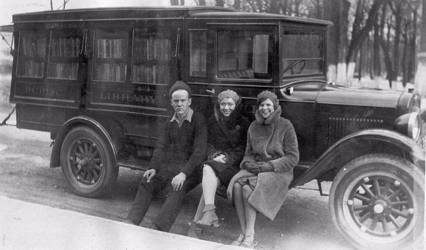 Three Of The Bookmobile Staff, C.1930