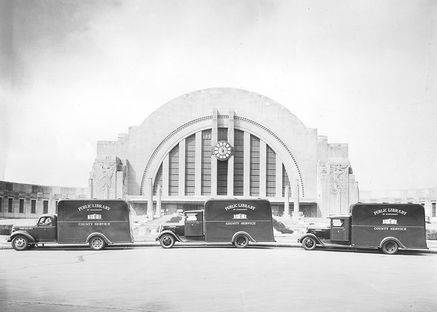 Library Bookmobiles In Front Of Union Terminal