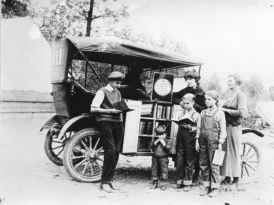 Children Gathering At The Bookmobile, C. 1912