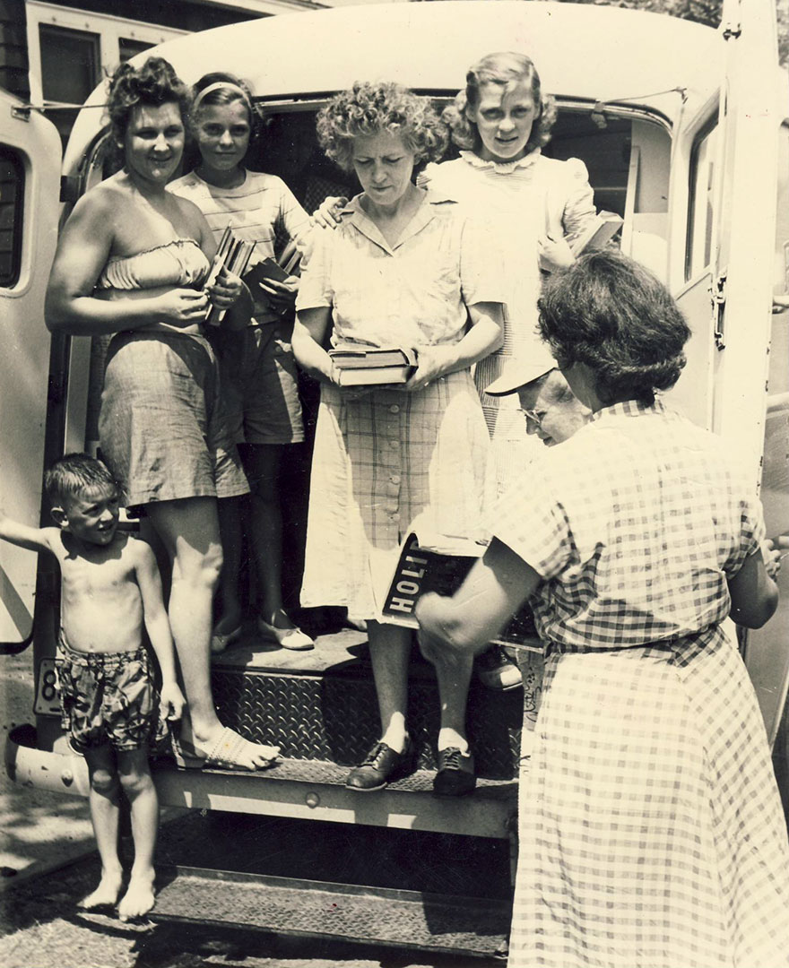 Patrons Visiting The Bookmobile