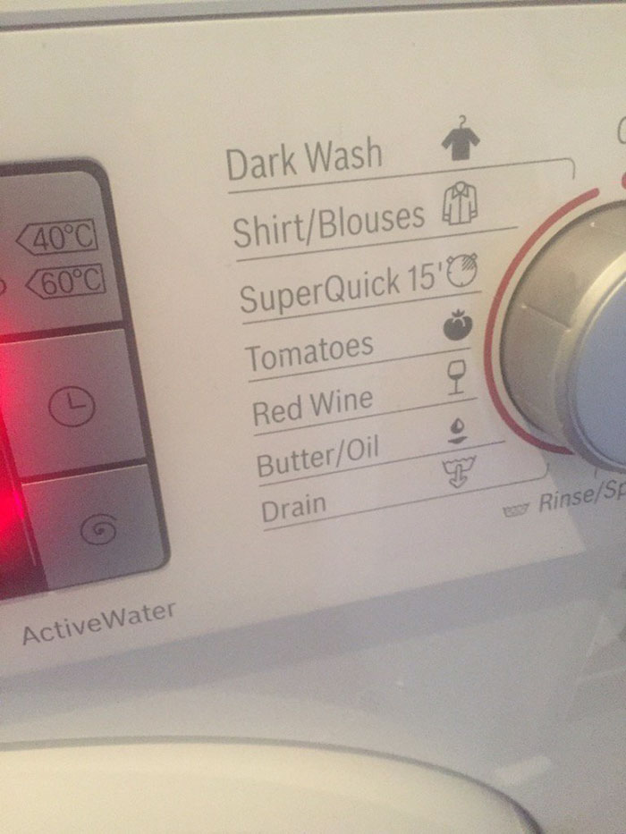 washing machine's buttons
