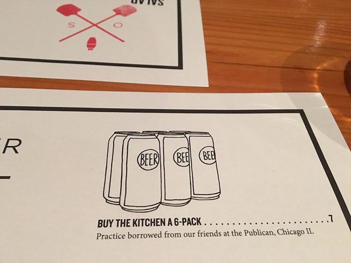 At This Restaurant You Can Buy A Six Pack For The Kitchen Crew