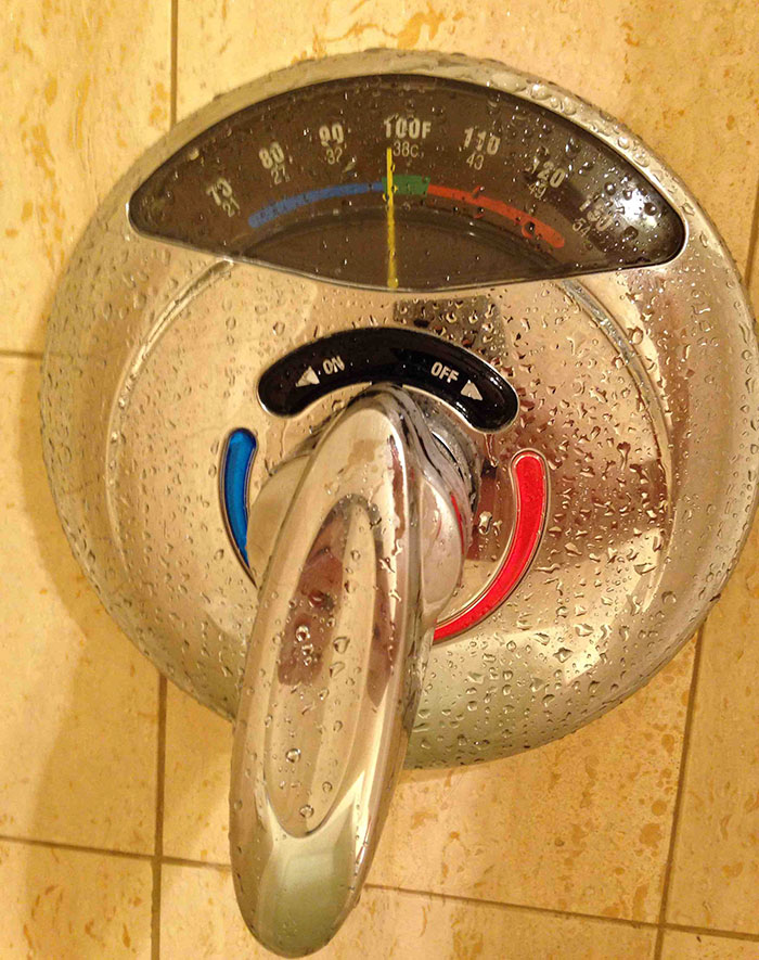 This Shower Has A Thermometer For The Water
