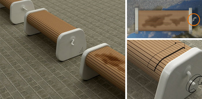 wooden benches on the ground