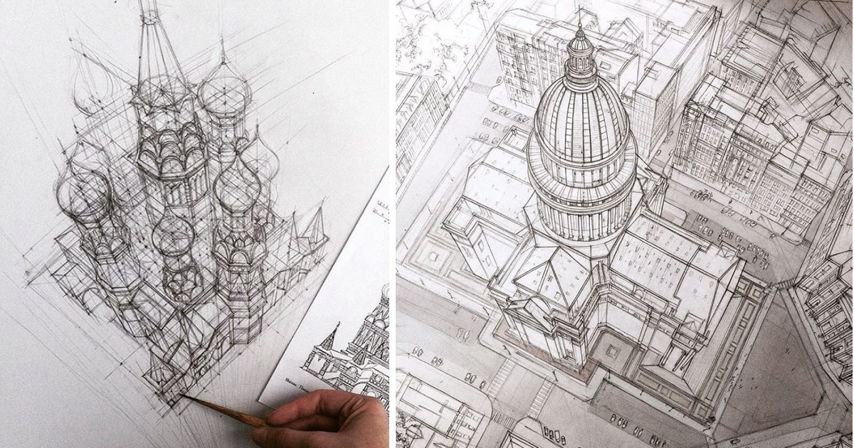These Freehand Architectural Sketches Show A University Student’s Incredible Progress