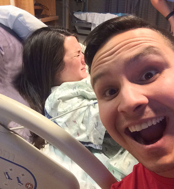 My Wife Wanted To Make Sure That Someone Took A Picture Of The Expression On Our Faces When Our Daughter Was Born Today. So I Took One