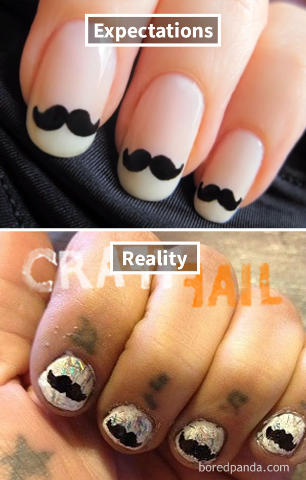 Messed Up Mustache Nails