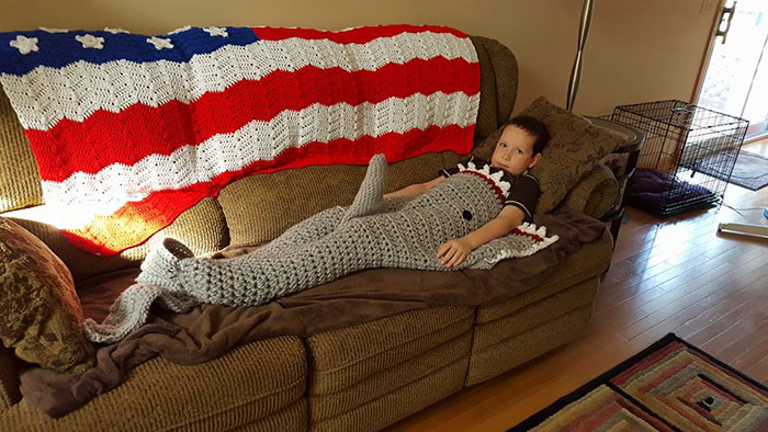Grandma Crocheted A Shark Blanket