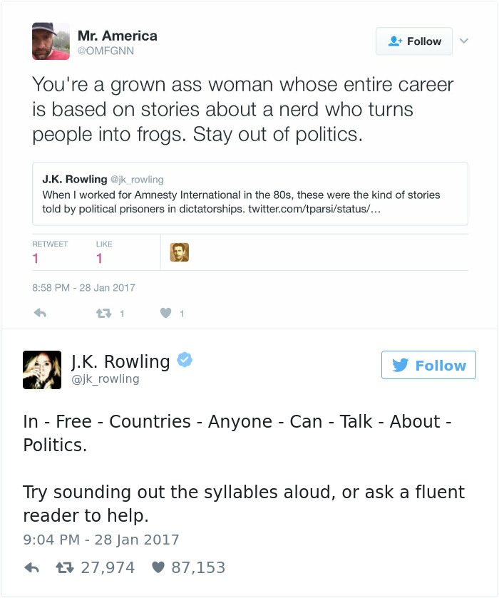 J. K. Rowling Twitter Comebacks