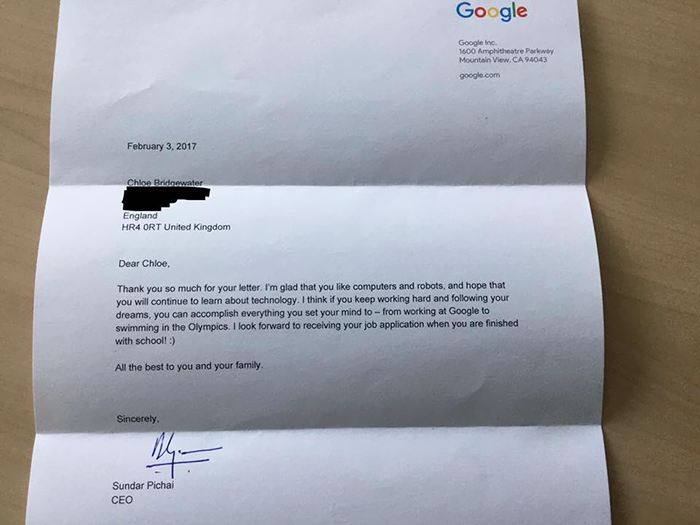 7-Year-Old Girl Applies For A Job At Google, Gets A Priceless Response Letter