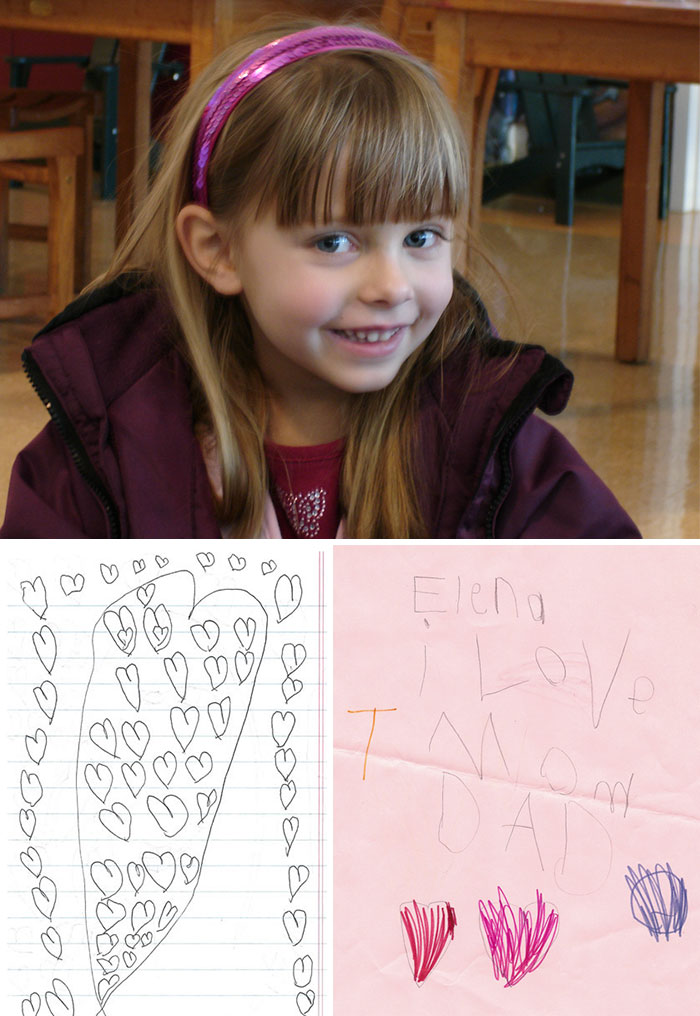 Elena de 6 años fue diagnosticada con cáncer cerebral, y empezó a esconder por su casa cientos de notas de amor para que sus padres las encontraran cuando ella ya no estuviera