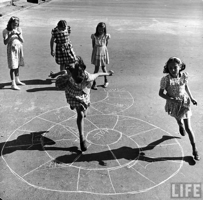 Girls Playing Hopscotch In The Street, New York, 1947