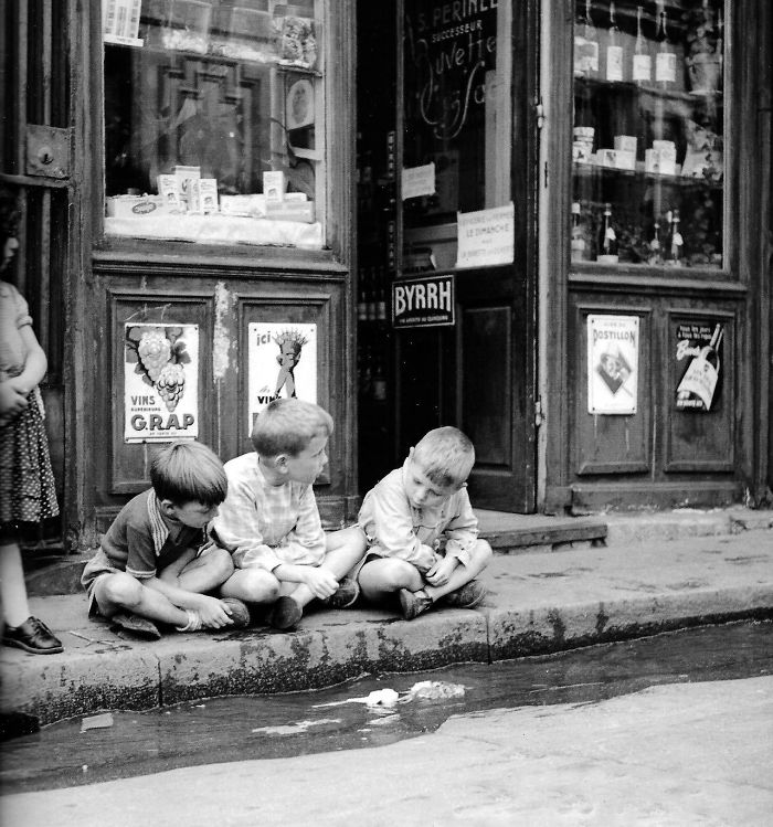 Children Playing With Paper Boats, Paris, 1950