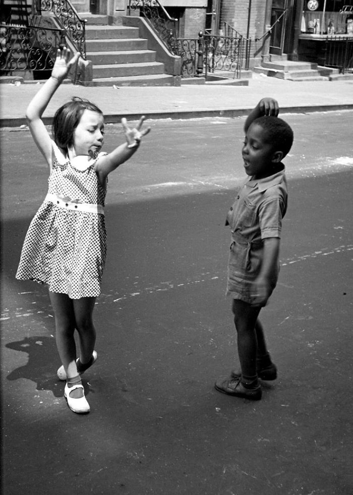 Two Little Kids Dancing On The Streets Of New York City, 1940s