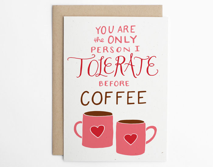 Coffee Lover Card Snarky Valentine's Day Card Humorous Valentine Funny Valentine's Day Card Love You More Than Coffee