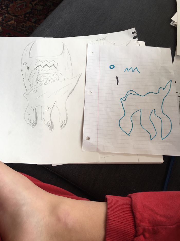 I Redraw And Add To My 9year Old Brothers Drawings