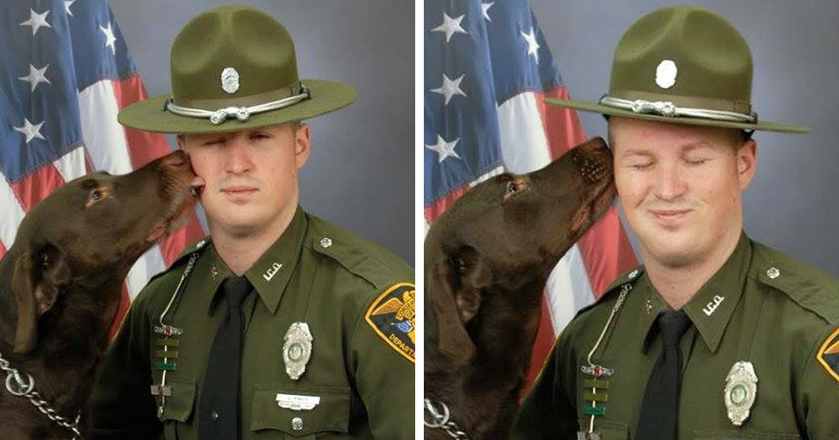 K9 Won’t Stop Kissing His Partner During Official Photo Shoot, Then Finally Does A Serious One