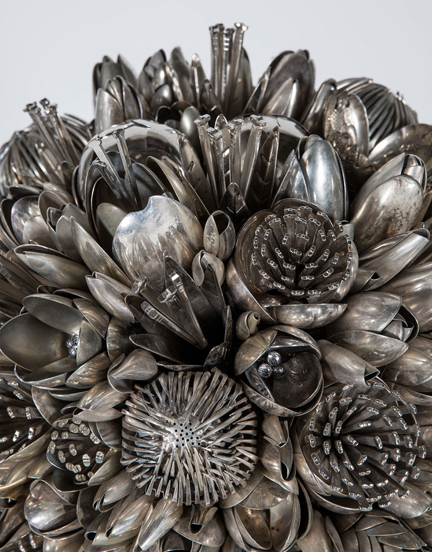 Artists Turns 100s Of Old Silver Spoons, Knives And Forks Into Stunning Bouquets