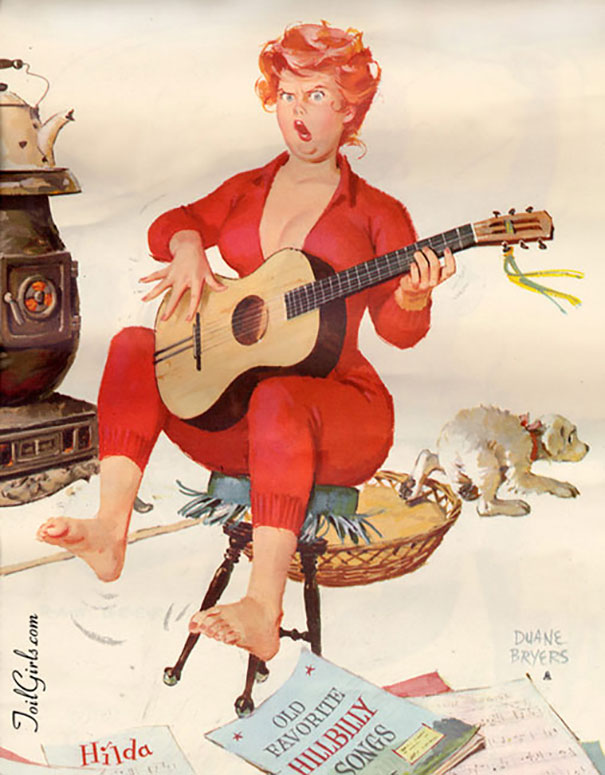 illustration of a plus-size girl playing the guitar