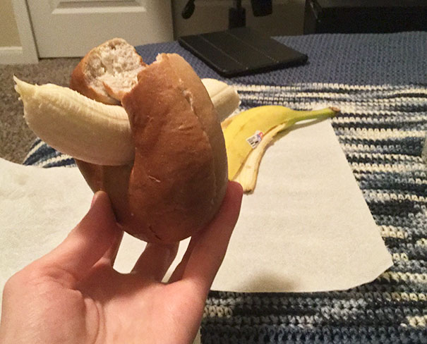 Peel A Banana And Put It Through The Hole On Your Bagel To Create A Bananagel