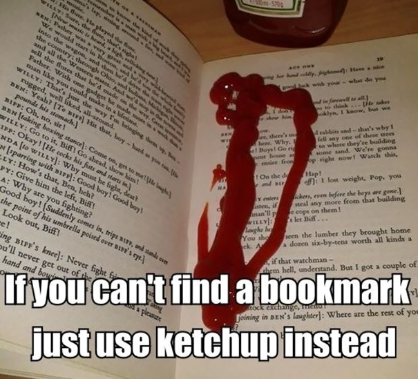 Use Ketchup As A Bookmark