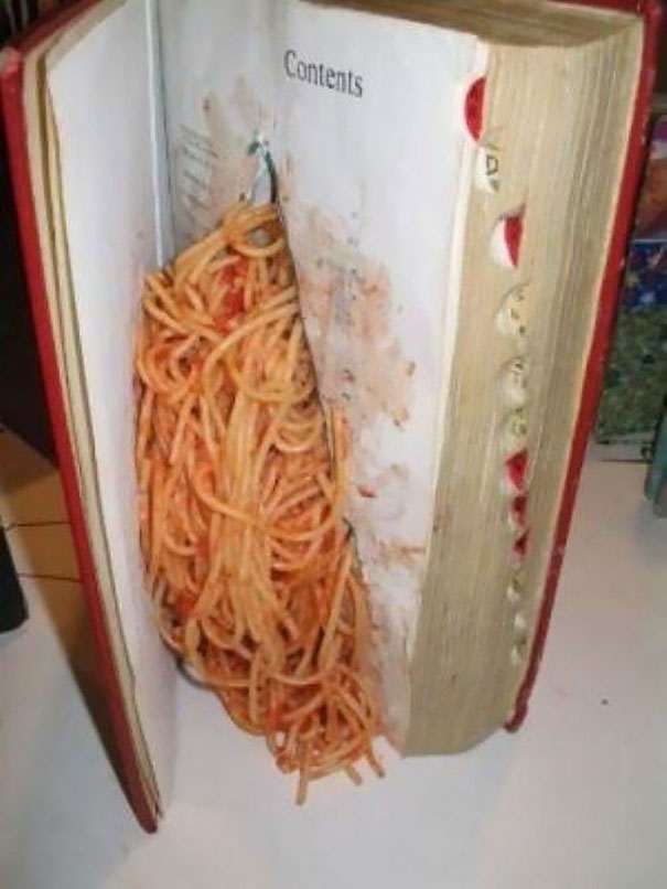 Use This Trick To Make Teacher Think You Are Studying While You're Eating Spaghetti
