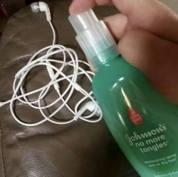 Spray Your Headphones With Some "Johnson's No More Tangles" When They Are Tangled