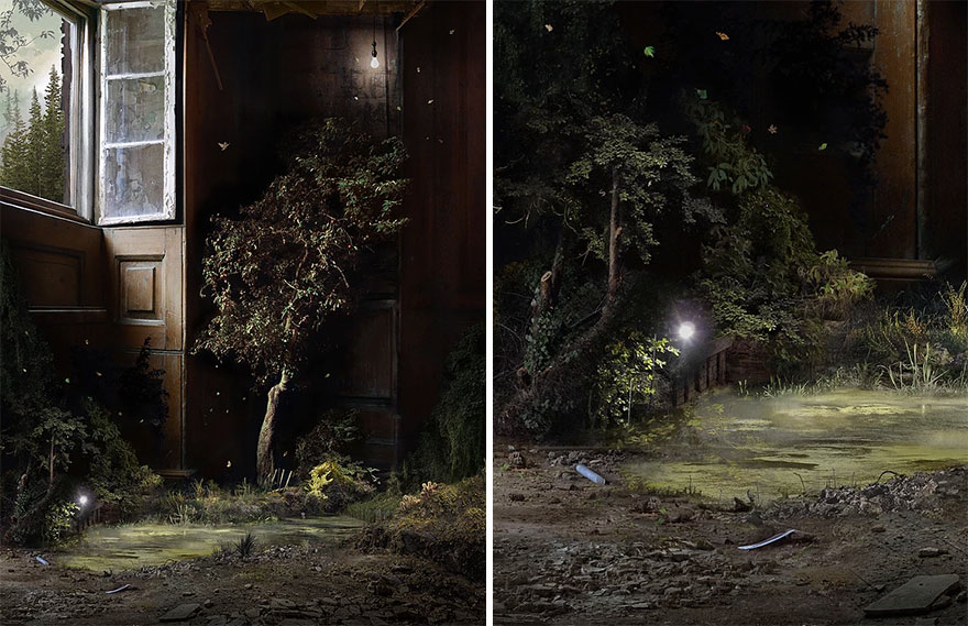 This Artist Used A 110-Year-Old Technique To Create Surreal Indoor Landscape Photomontages