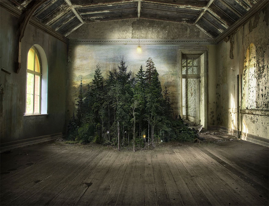 This Artist Used A 110-Year-Old Technique To Create Surreal Indoor Landscape Photomontages