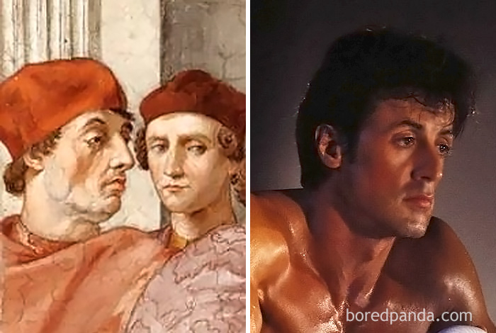 A Man From The Painting Pope Gregory IX Approving The Vatical Decretals And Sylvester Stallone