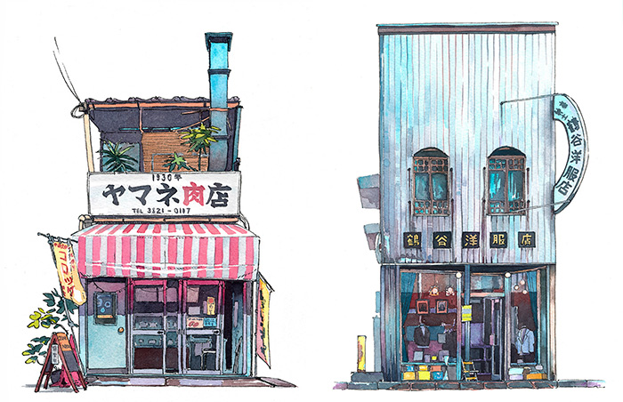 Tokyo Storefronts Captured In Watercolor By Polish Artist