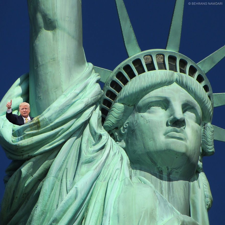 Tiny Trump In Statue Of Liberty