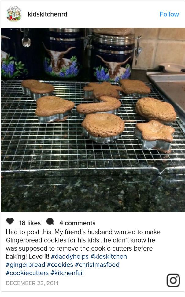 He Didn't Know He Was Supposed To Remove The Cookie Cutters Before Baking