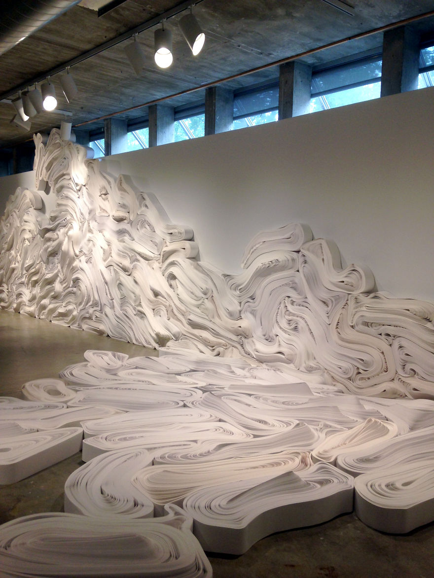 One Ton Of Recycled Paper Was Used To Recreate The Melting Glaciers In The Arctic