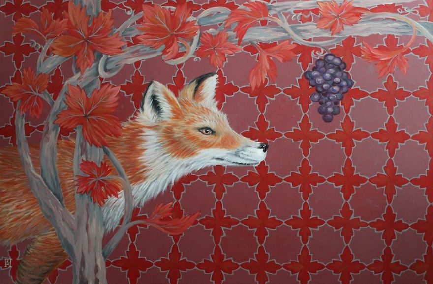 Sangria Fox- Original Acrylic Paint On Canvas
