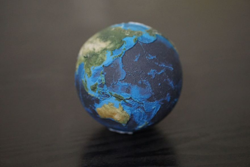 Earth Globe With Surface And Underwater Relief Detai