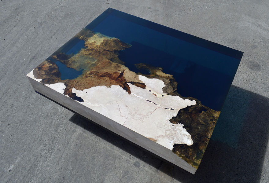 Aquatic Coffee Tables Made By Me By Merging Natural Stone And Resin