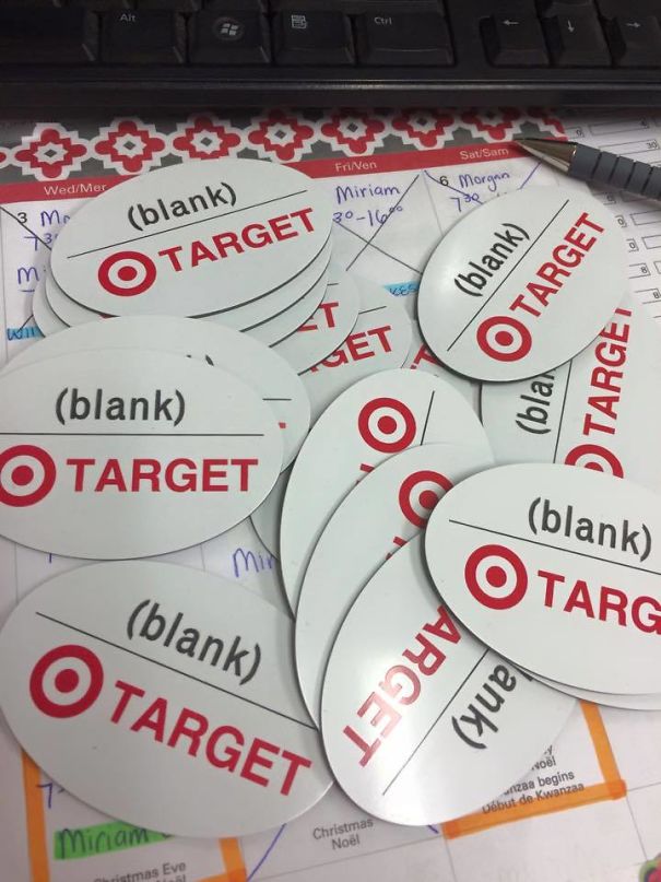 Target Ordered Blank Name Badges. So They Got Blank Name Badges