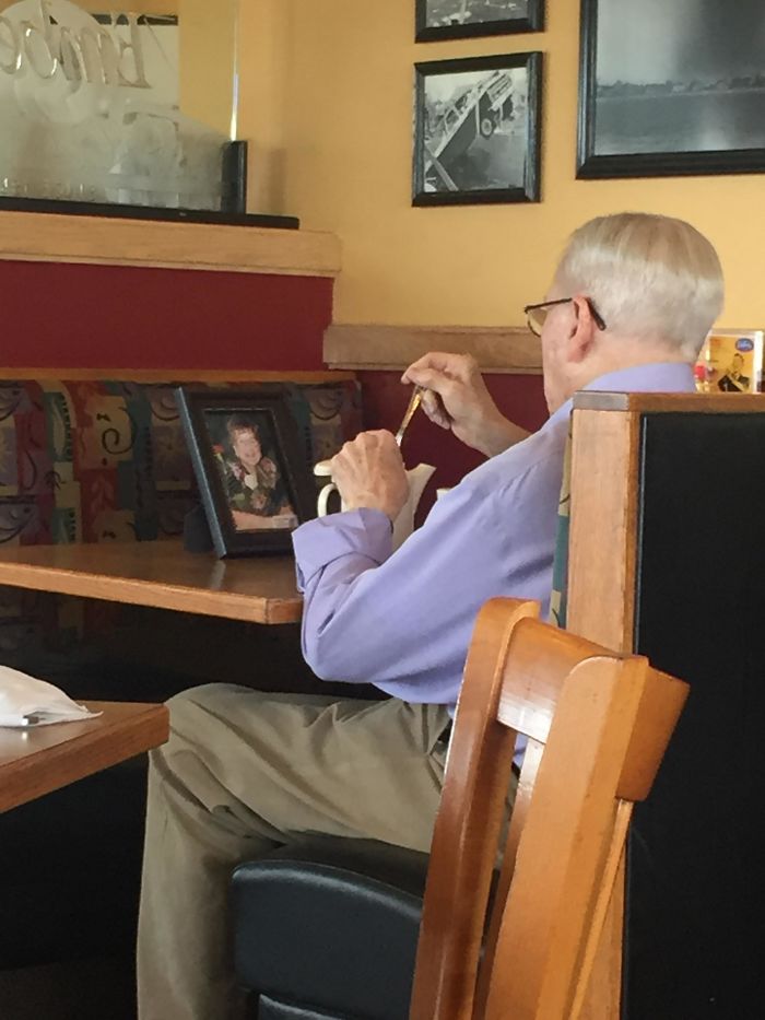 I Was Having Lunch With My Mom And This Gentleman Was Having Coffee With His Late Wife. Everyone Deserves To Have A Love This Strong