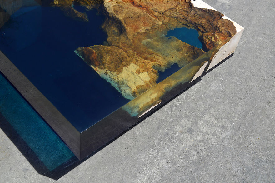 Aquatic Coffee Tables Made By Me By Merging Natural Stone And Resin