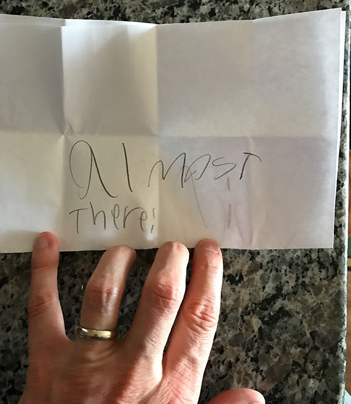 "My 7 year old daughter just handed me this folded piece of paper"