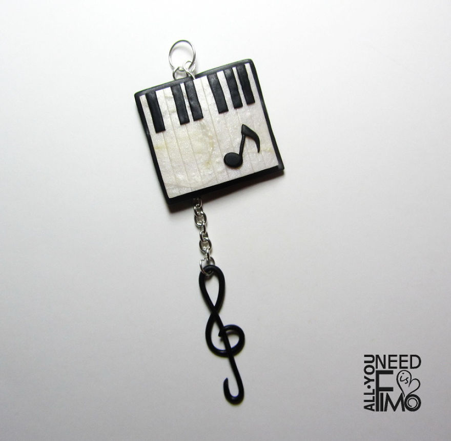 I Made This Charm Out Of Polymer Clay! For The Ones Who Love Music ♥