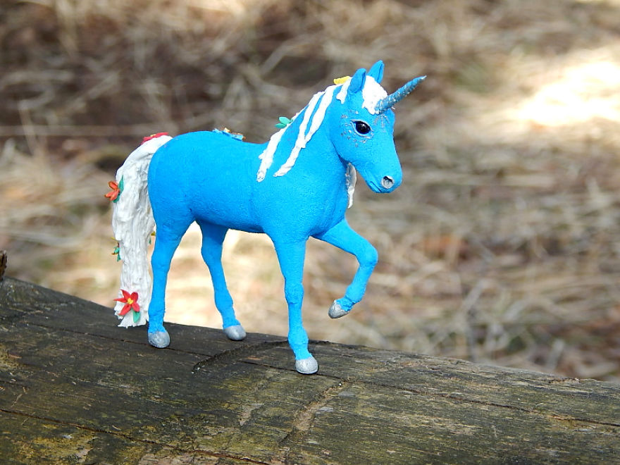 I Made This Blue Unicorn Figurine Out Of Clay