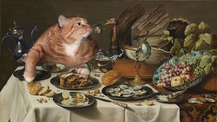 Pieter Claesz Heda, Still Life With A Turkey Pie And The Cat